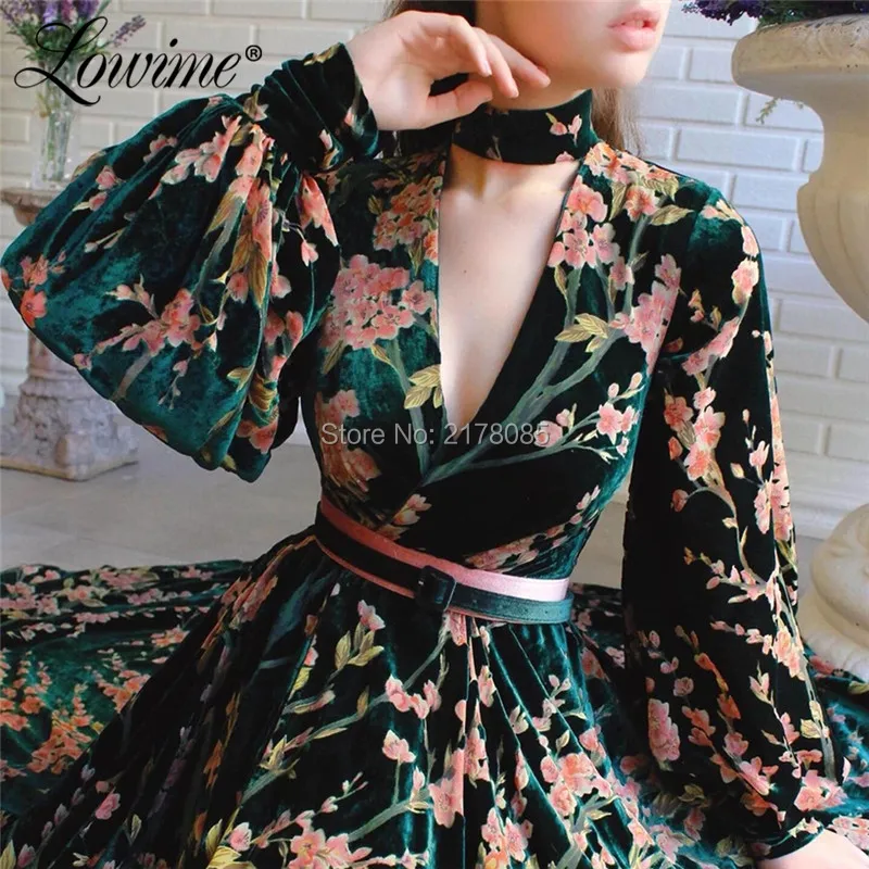 Платье женское вечернее с V-образным вырезом элегантное велюровое платье