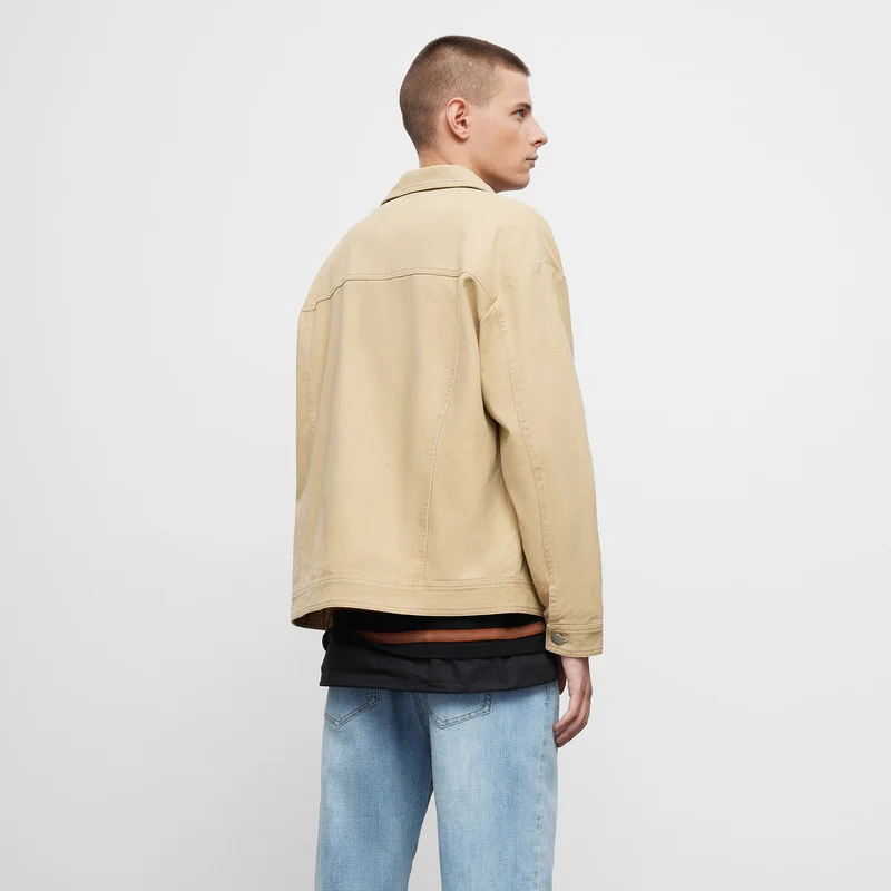 Мужская джинсовая куртка с длинным рукавом MJstyle сезон осень-зима 2021 цвета хаки