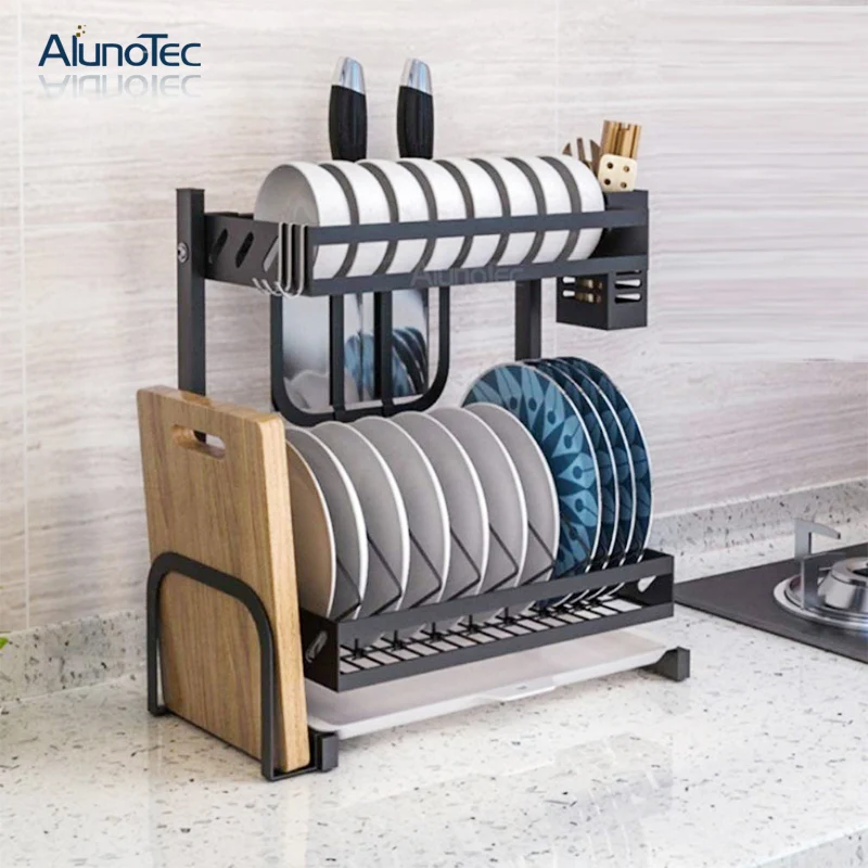 Металлический держатель для хранения посуды подставка 2 уровня Полка сушки