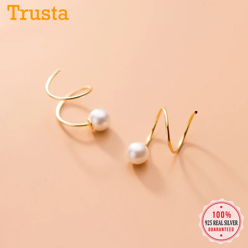 Trustdavis 100% Стерлинговое Серебро 925 пробы женские 5 мм жемчужные ушные кости пряжка