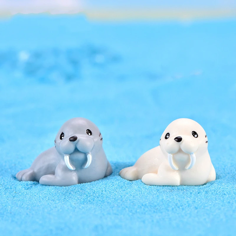 Из 2 предметов вид на море пляж милые морж мелких животных Изделия из смолы