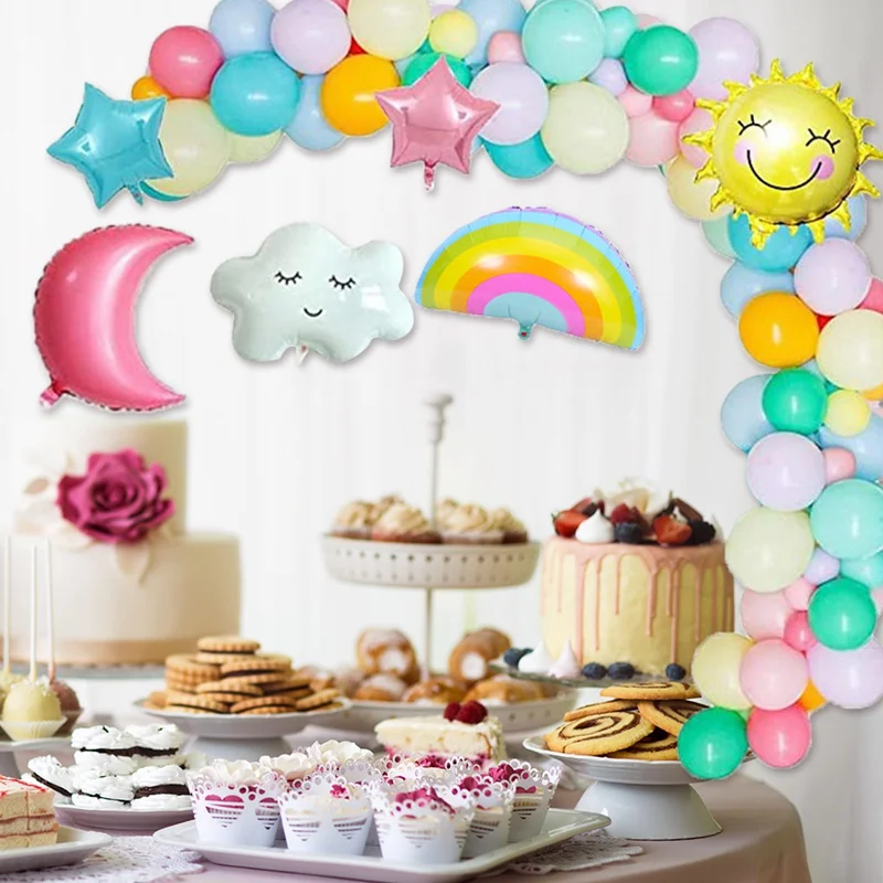 

Birthday Party Decorations Candy Donut Ice Cream Foil Balloon with Happy Birthday Banner for Girls Kids Candy Lollipop Party
