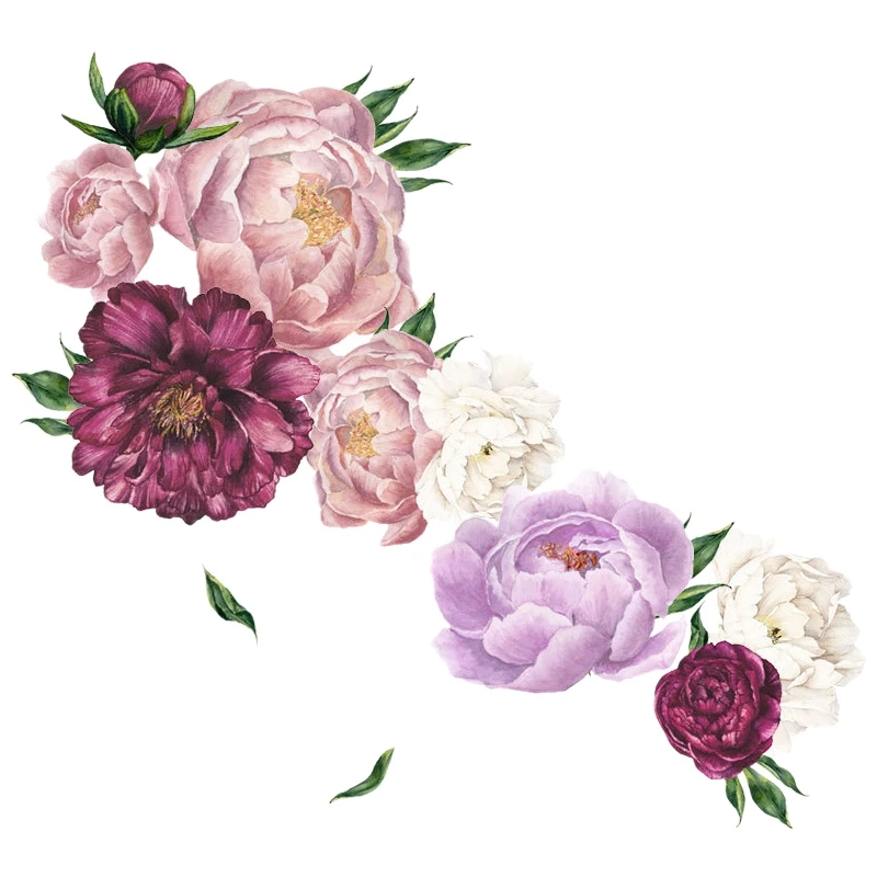 Wall Sticker Peony Rose Flowers Stickers Living Room Art Nursery Decals Kids Home Decor Gift Waterproof Removable | Дом и сад