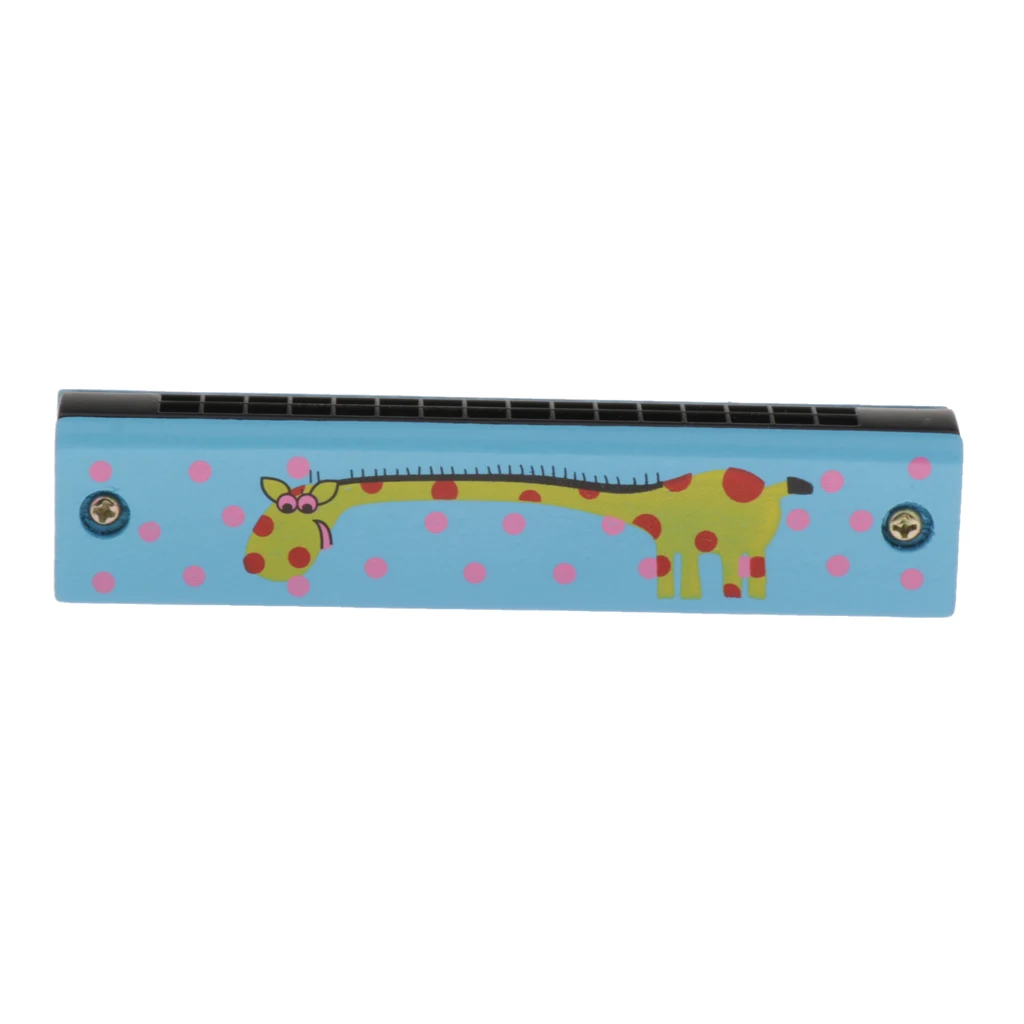 Wooden Cartoon Harmonicas Double-row 16-hole Mouth Organ Music Toy Giraffe | Harmonica