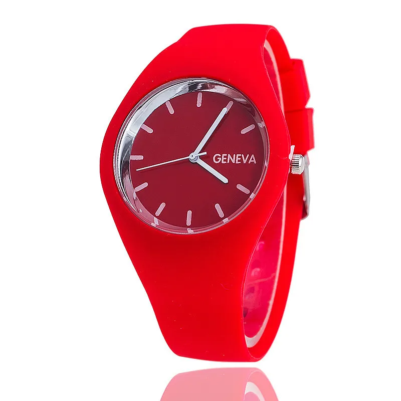 Men watch Women Cream Color Ultra-thin Fashion Gift Silicone Strap Leisure Watch Geneva Sport Wristwatch Women's Jelly Watches | Наручные