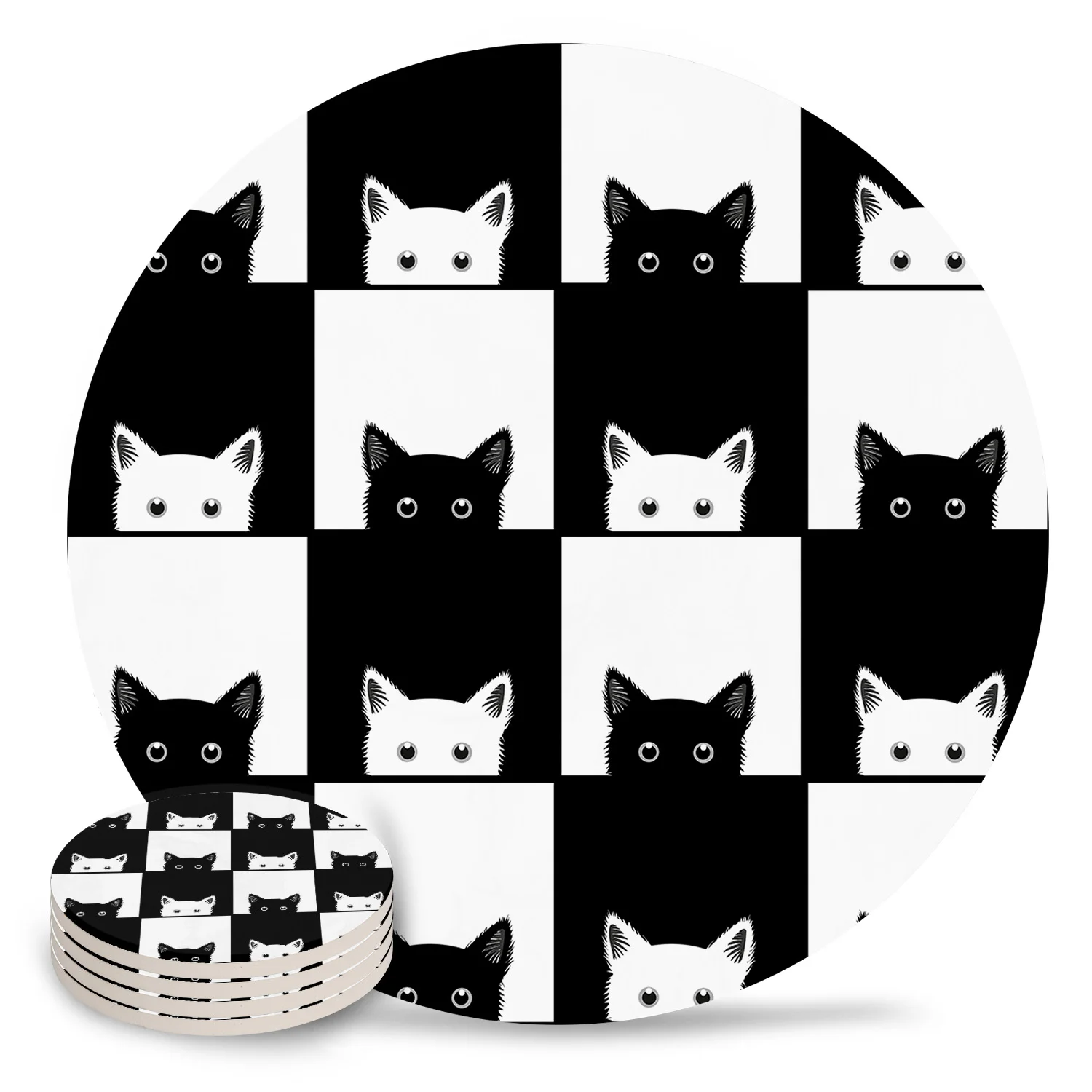 Геометрическая черно белая керамическая подставка подстаканник для кошки