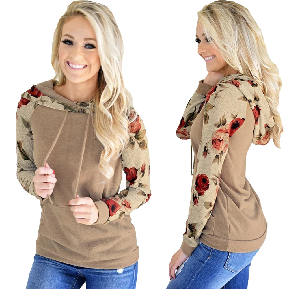 Женская одежда с капюшоном бархатная Осенняя модная принтом и длинным рукавом