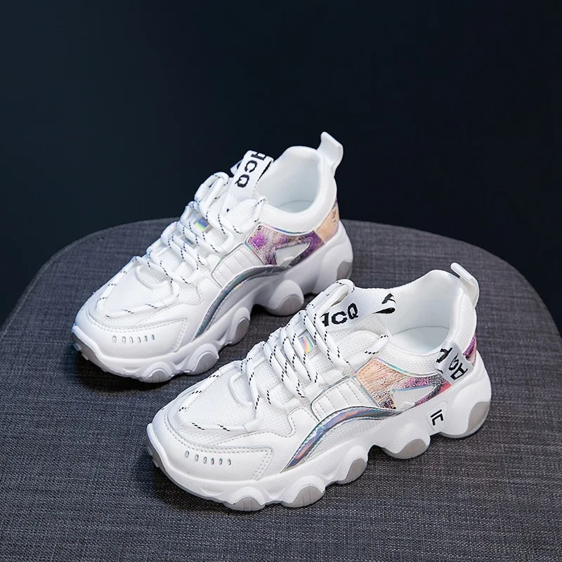 

Daddy Shoes Women's Autumn 2020 New Mesh Surface Running Sports Shoes Breathable Platform White Women's Shoes