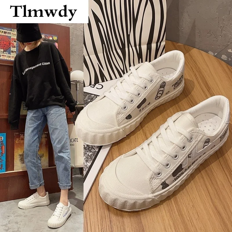 

Women's Flat Shoes Lace Comfortable Shoes Women's Canvas Vulcanized Shoes Women's Sneakers Fashion Casual Platform Shoes New