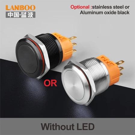 Without LED 22 мм 1NO1NC мгновенный rgb двойной цвет никелированный латунный круглый кнопочный переключатель - Цвет: Without LED