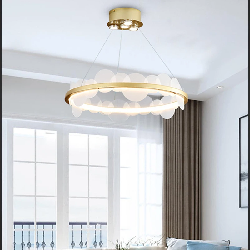 

Nordic Living Room Circle Led Pendant Lights Luxury Post-modern Model Room Restaurant Bar Counter Bedroom Acryilc Suspension