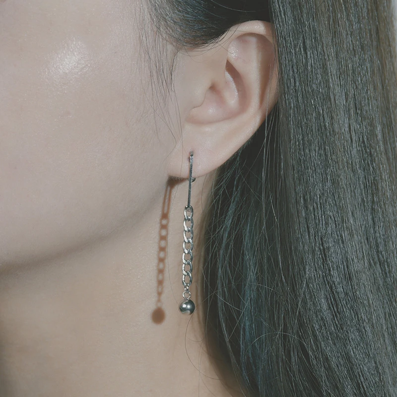 

Korean Style Long Tassel Stud Earrings For Women Brincos 2021 Fashion Jewelry SImple Stainless Steel Eardrop Wholesale Bulk Item
