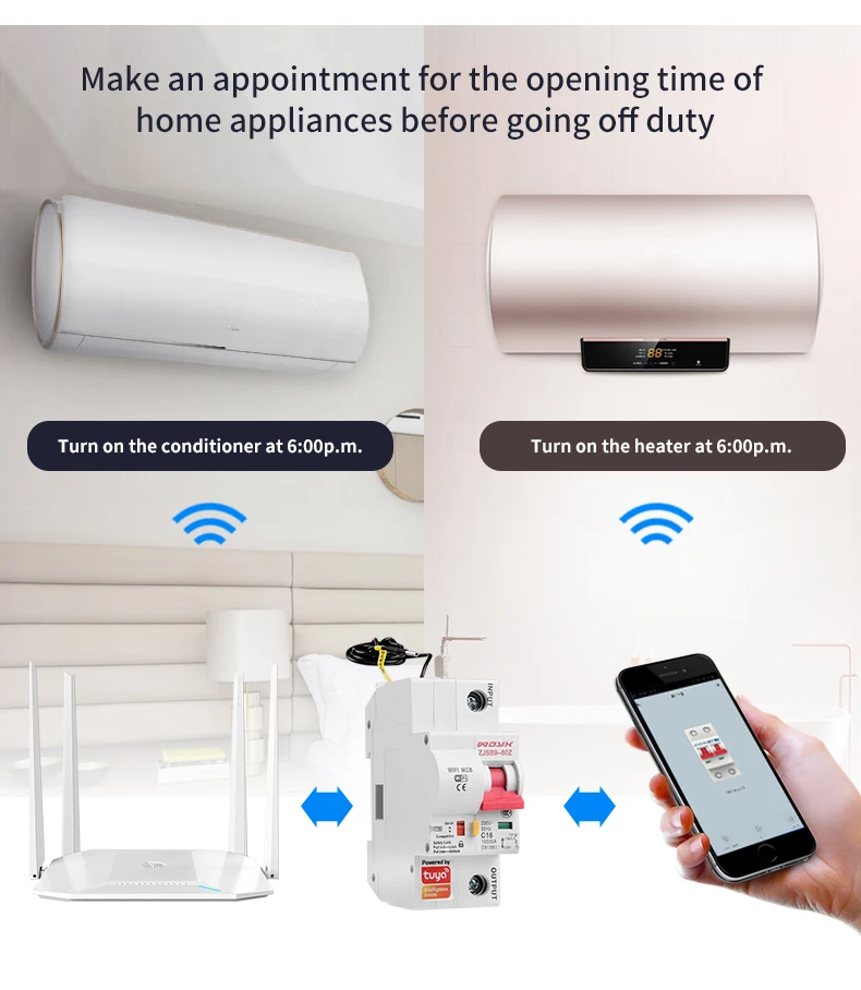 Smart Life(tuya) Приложение 1P WiFi умный выключатель защита от перегрузки короткого замыкания с Alexa google home для умного дома
