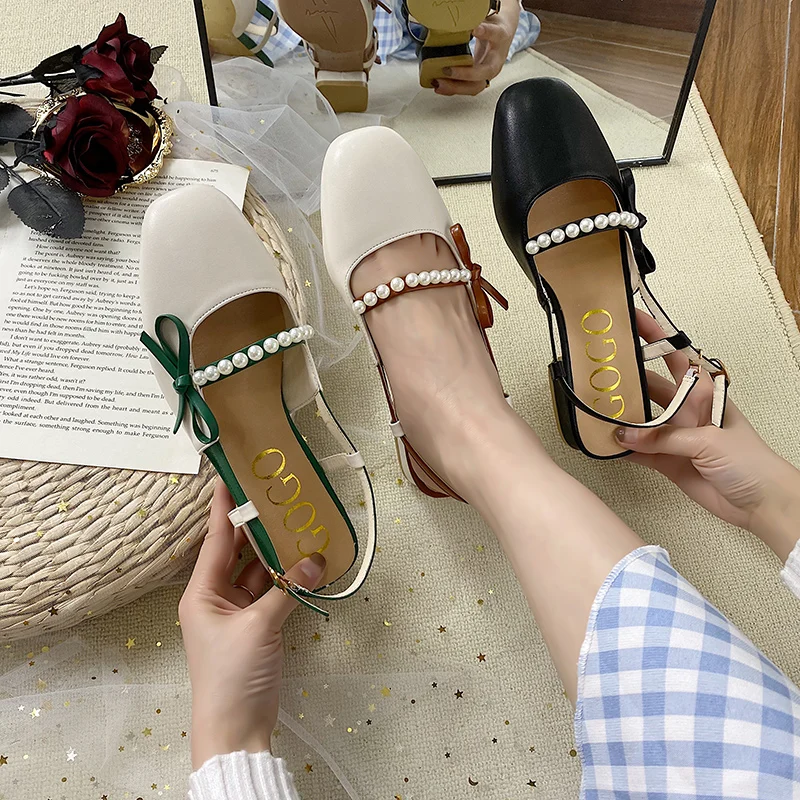 

Block Heels 2021 Summer Sandals Straps Shoes Closed Toe Suit Female Beige Chunky Girls New Low Clear Black Fashion
