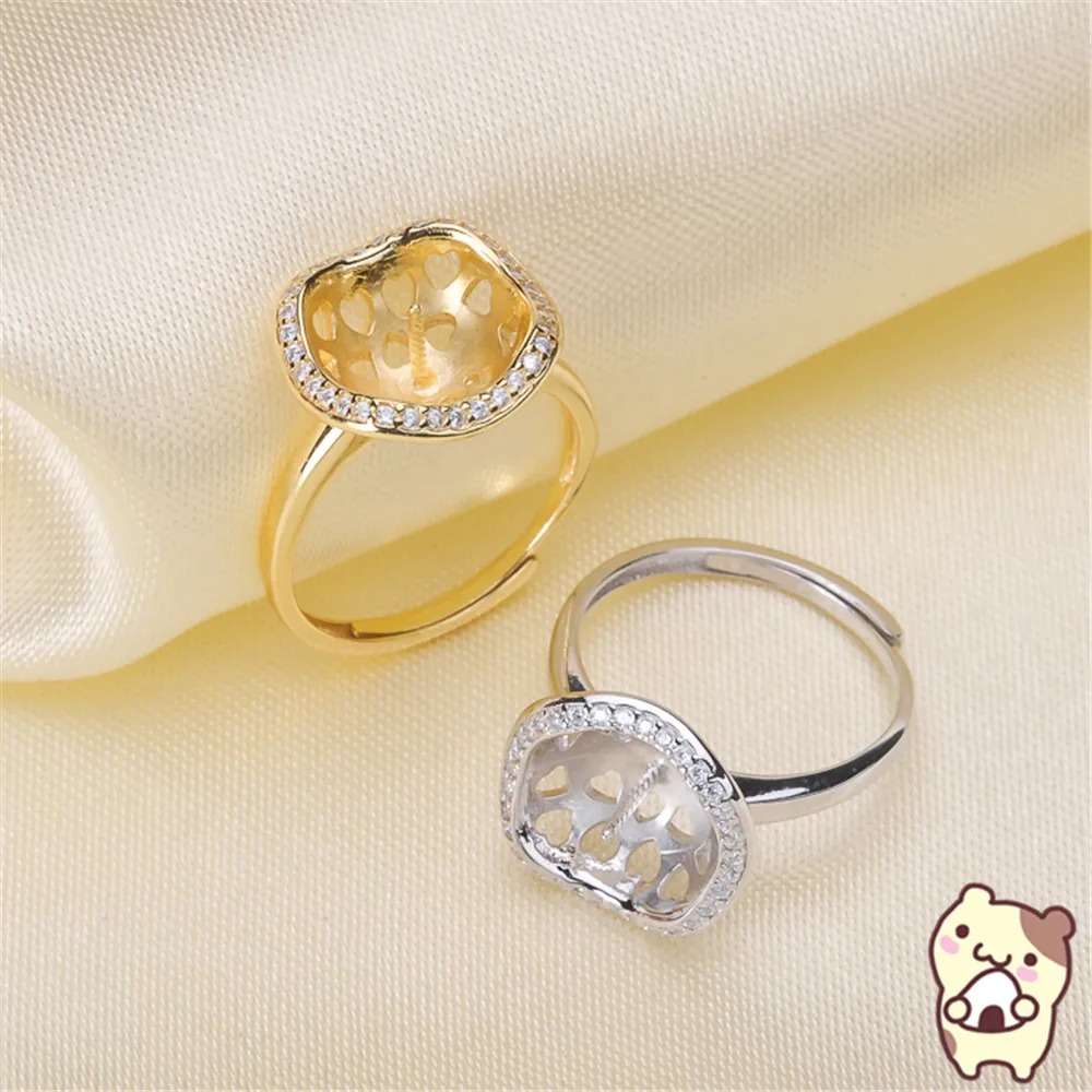 Кольцо с жемчугом аксессуары регулируемый размер 925 пробы Серебряное кольцо