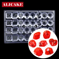 32 cavity polycarbonate chocolate mold heart shell rose diamond gift shape for chocolates molds form tray baking pastry tools