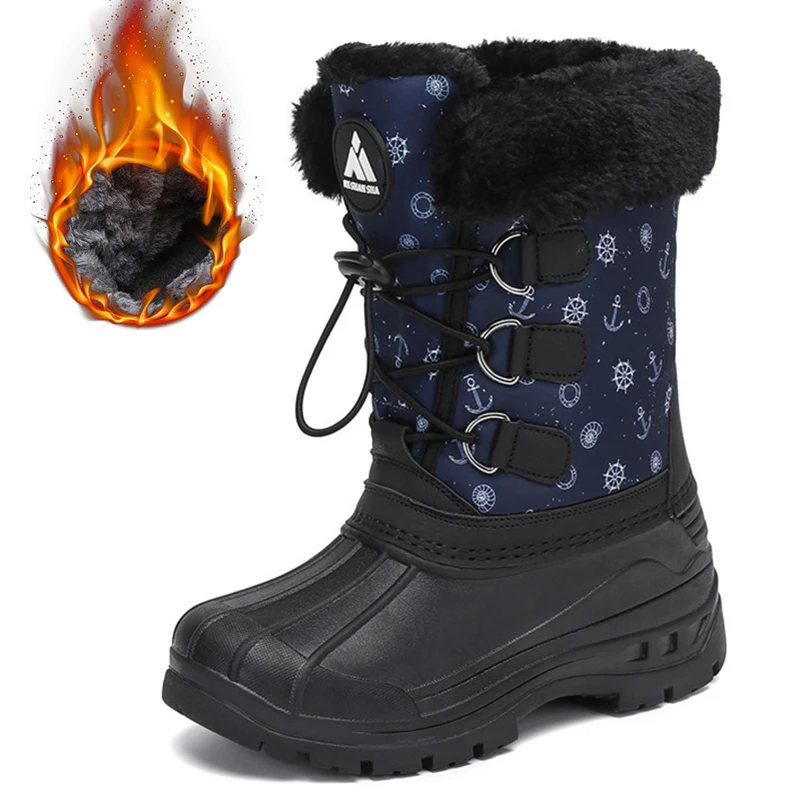 Зимние ботинки для мальчиков и девочек теплые плюшевые детские уличная