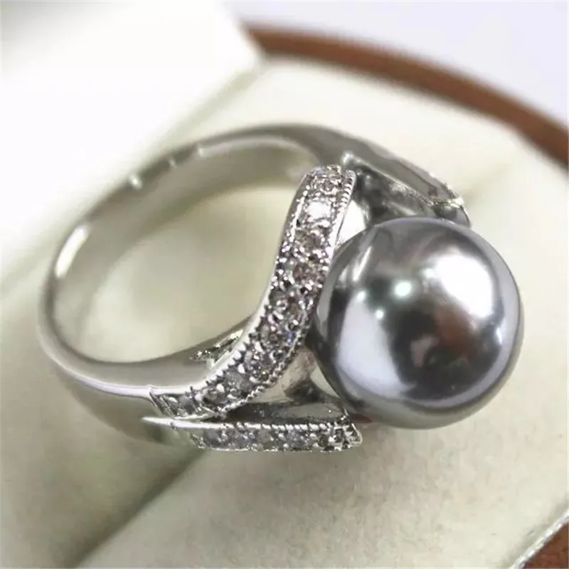 Новый стиль серые 12 мм бусины серебристого цвета инкрустация CZ южноморская