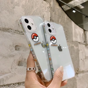 anime cartoon pattern cute side frame phone case for iphone 12 11 pro max xr xs max x 7 8 plus clear soft silicone cover 12 mini free global shipping