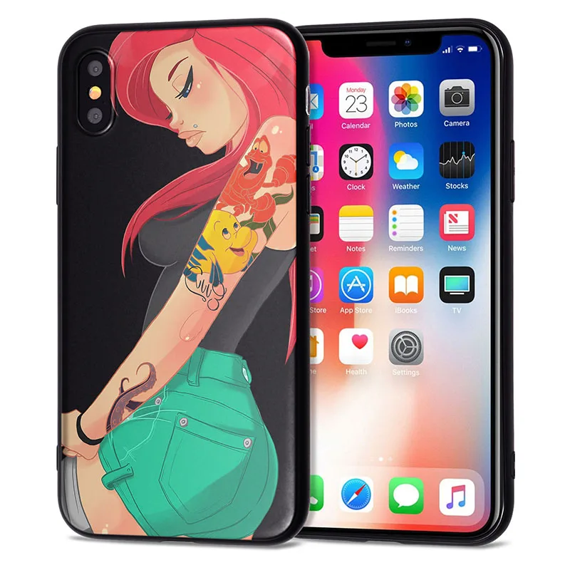 08 Чехол для iPhone 11 Pro, чехол для iPhone 5, 5S, 6, 6 S, 7, 8 Plus, X, XS, Max, тату, принцесса, чехол для iPhone 7, чехол из мягкого ТПУ для iPhone XR, чехол - Цвет: 08