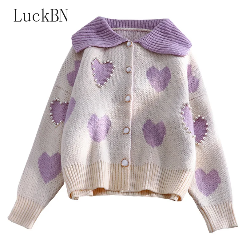 

Женский короткий вязаный кардиган, Свободный свитер с бусинами, осень 2020