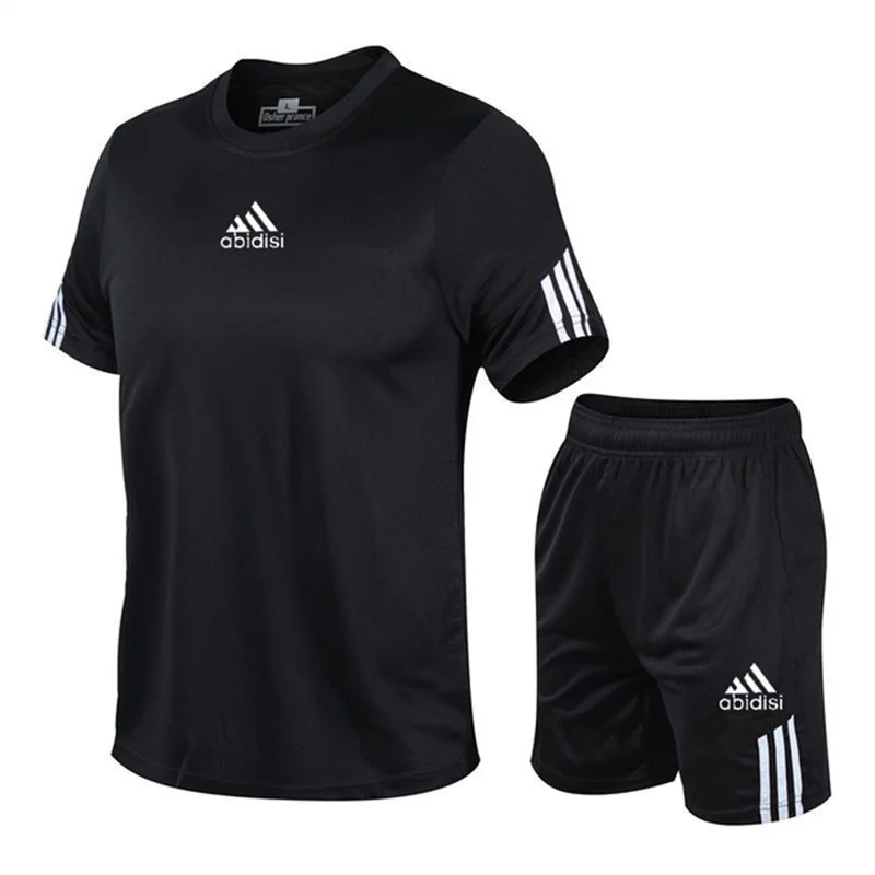 

Summer 2021 Tracksuit Men Sets 2 Piece Set tshirt+shorts Fashion Joggers Running Sweat shorts Suit Men Sweatshirt Sport Clothes