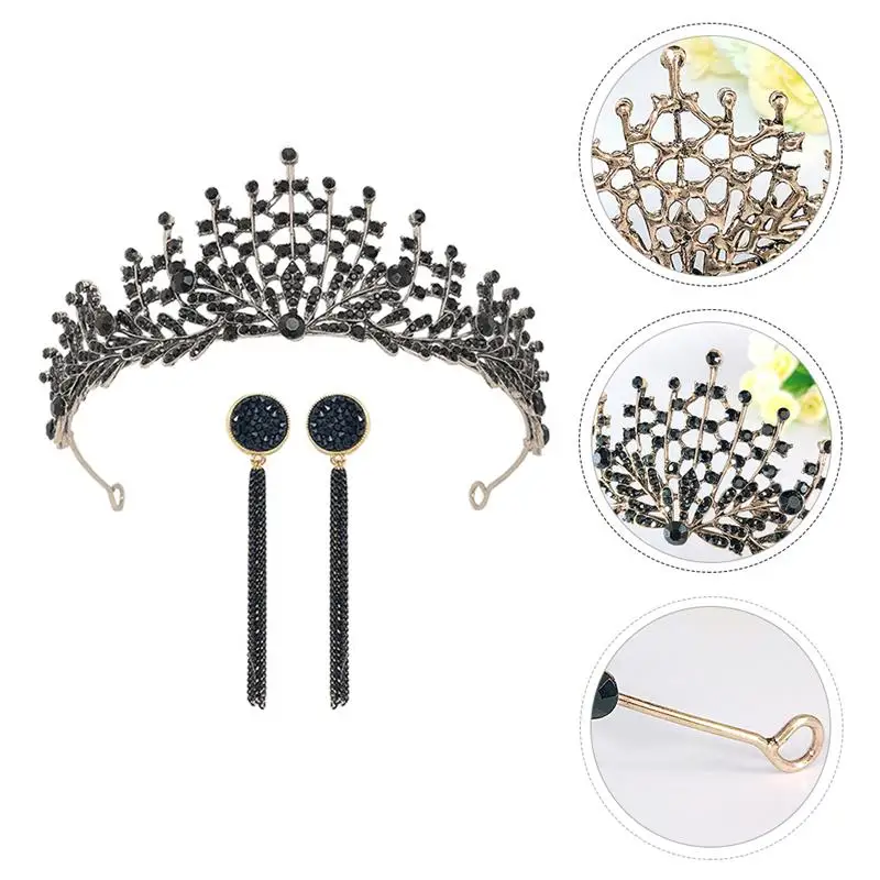 

1 Set Charming Elegant Eye-catching Chic Crown and Earrings Wedding Headdress for Women