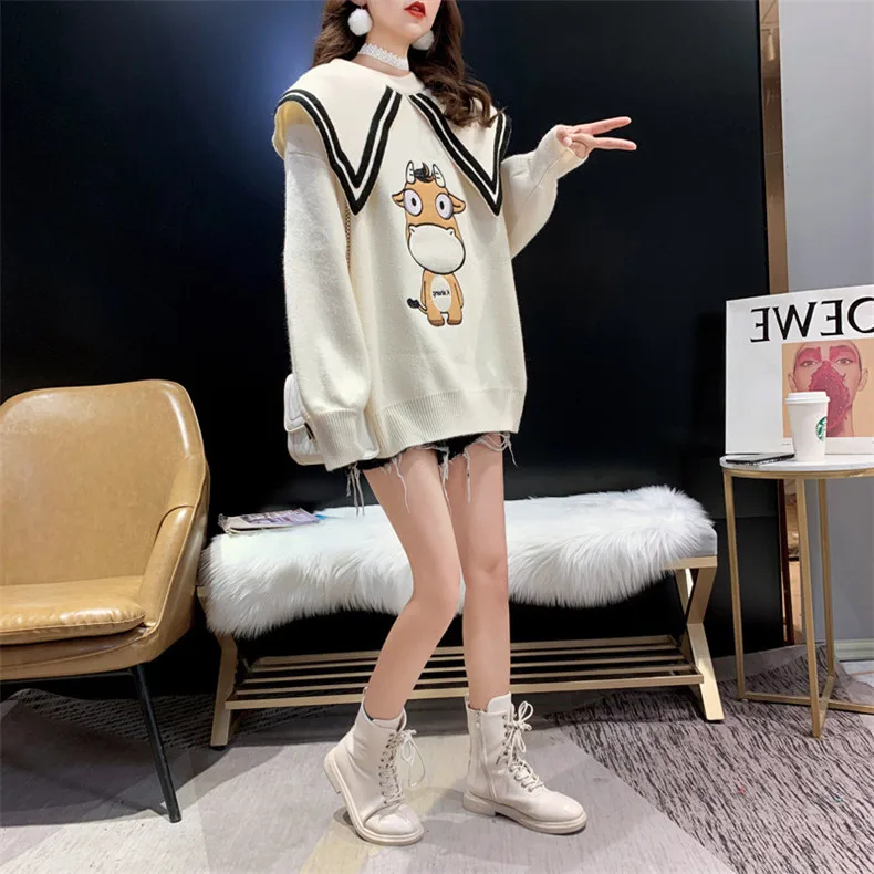 

Doll collar Japanese sweater women spring and autumn 2021 Korean version of the new loose and lazy style comfortable blouse