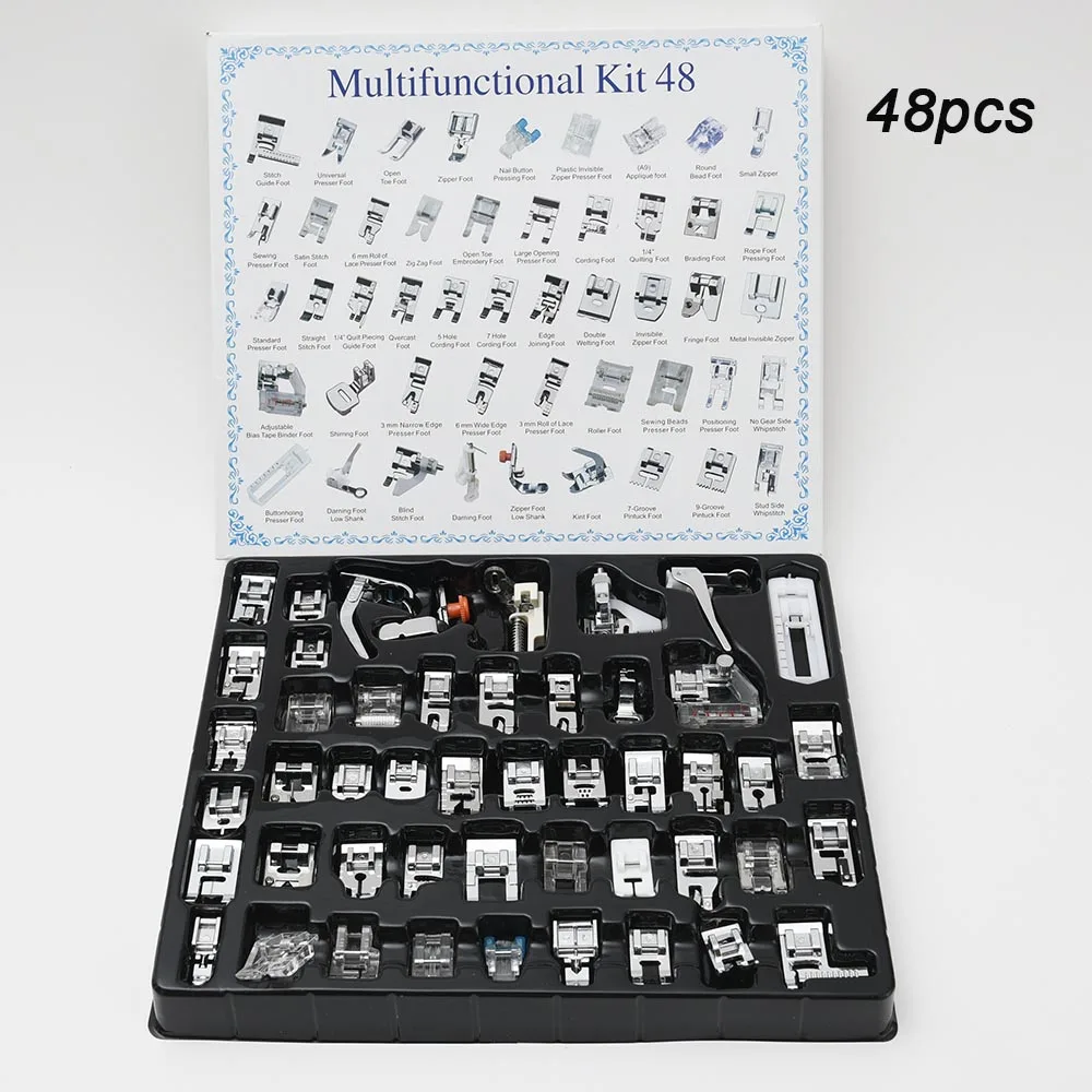 Press Foot 48pcs Швейная машина для ног Costura пресс er Feet Maquina De Coser Janome Швейные Calcador Singer Brother 11/32/35/42/45/48/52/62 шт - Цвет: Press Foot 48pcs