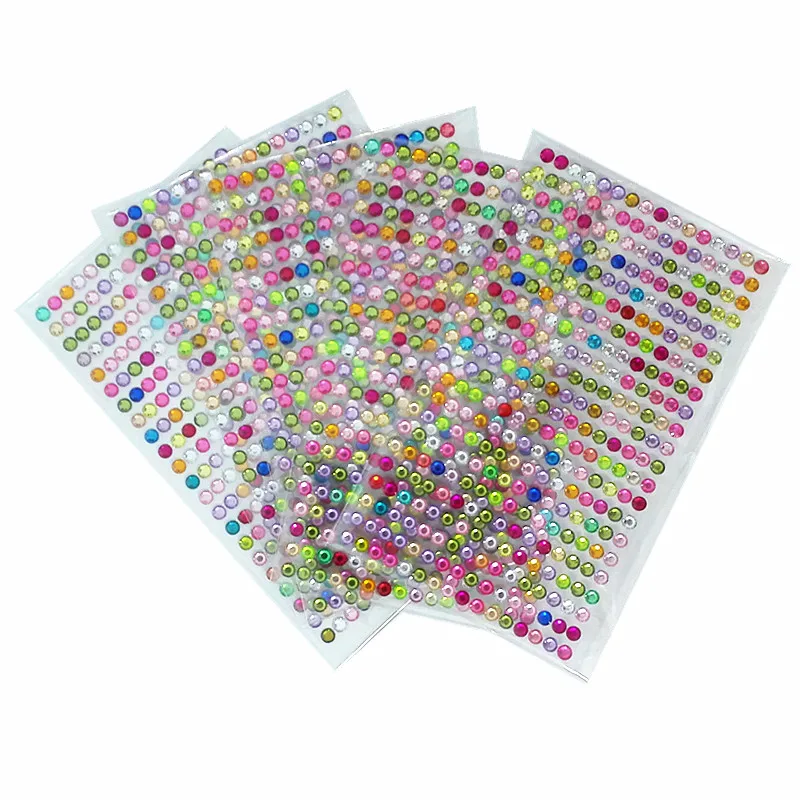 

5 sets/bag 5mm toy Sticker fullcolor crystal Strip Rhinestone Self Adhesive Wall Smooth surface Sticker Phone Case Decoration