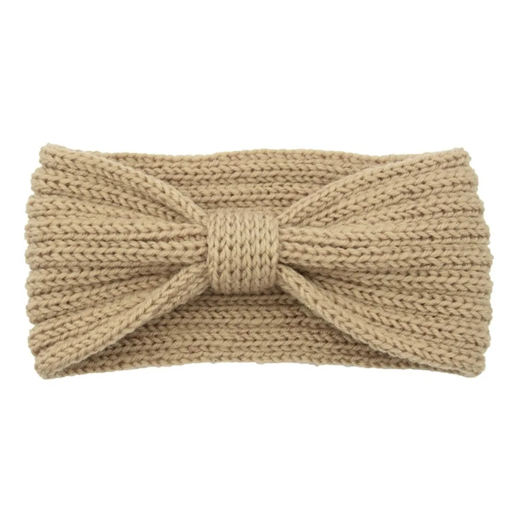 Beige Модная женская теплая вязаная повязка на руку головная повязка сладкие девушки волосы головной убор девушки макияж эластичные резинки для волос аксессуары - Цвет: Beige