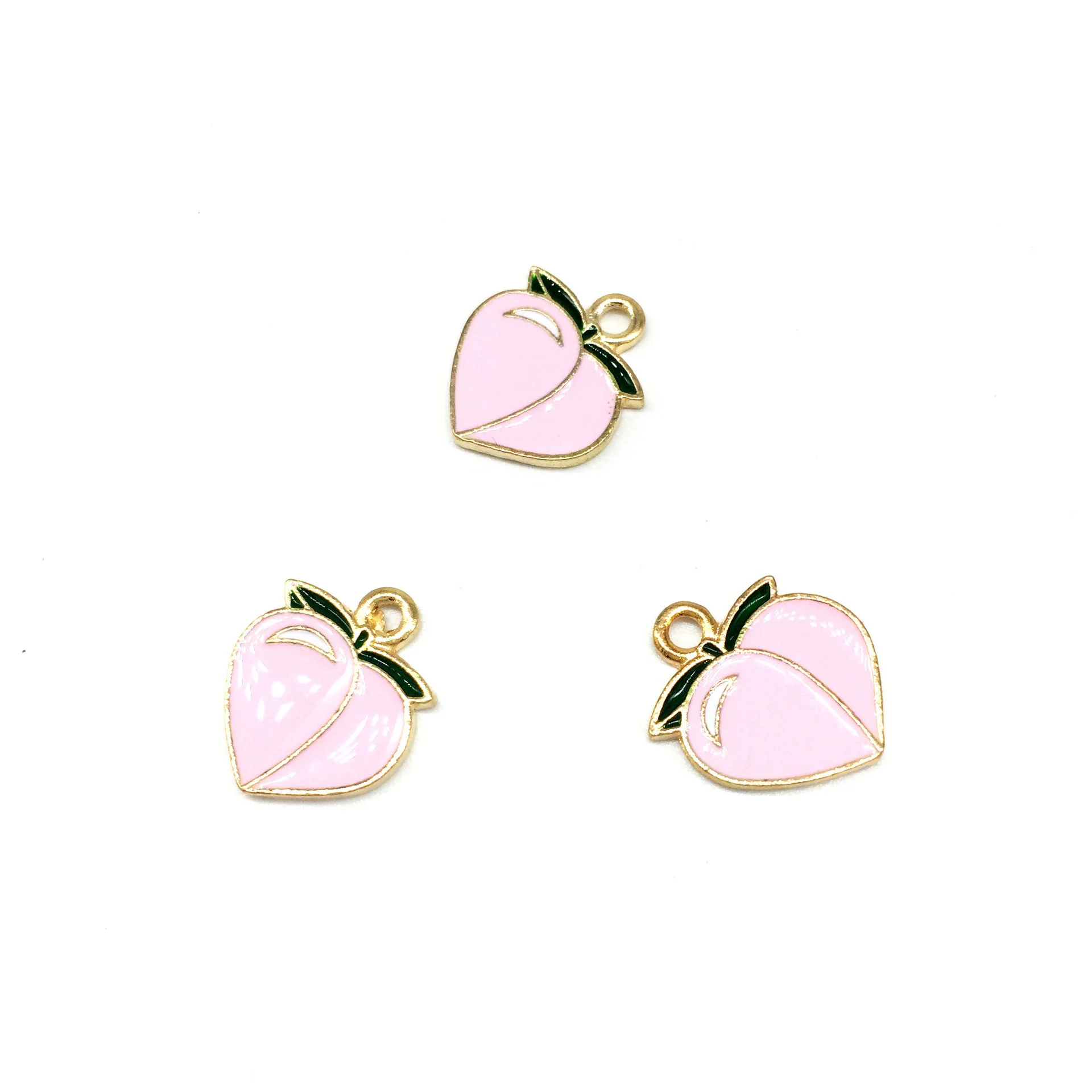 

10pcs/Lot 16*18mm Fashion Pink Peach Fruit Charms Zinc Alloy Food & Beverages Enamel Jewelry Making Charms
