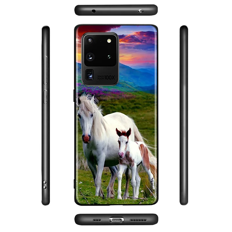 

Cute Horse Animal Black Cover For Samsung S20 Plus A91 A81 A71 A51 A41 A31 A21 A21S A11 A01 Ultra 5G Phone Case