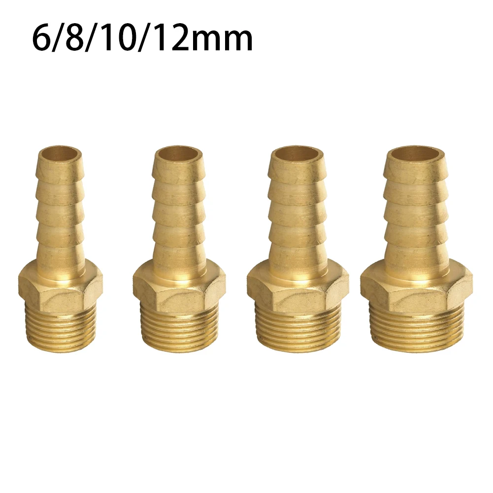 

1/4" Brass Pipe Connector 6mm,8mm,10mm,12mm Male Thread Brass Joint Coupler Adapter Copper Pipe Fitting Connector
