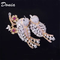 donia jewelry fashion new european and american retro copper inlaid aaa zircon brooch bird brooch double bird pin