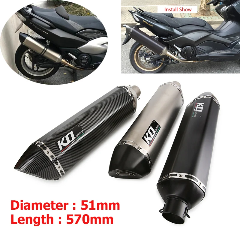 

Motorcycle 570mm Long Exhaust Pipe Stainless Steel Muffler Tail Tube Silencer Tip Escape DB Killer For Tmax530 Tmax500 AK550