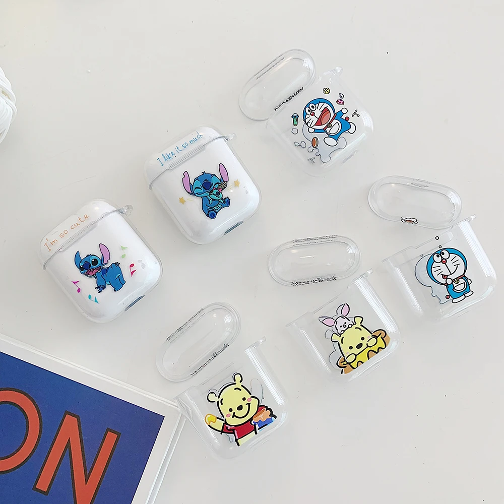 Doraemon стежка Винни Мультфильм беспроводные Bluetooth наушники милый чехол для Apple AirPods