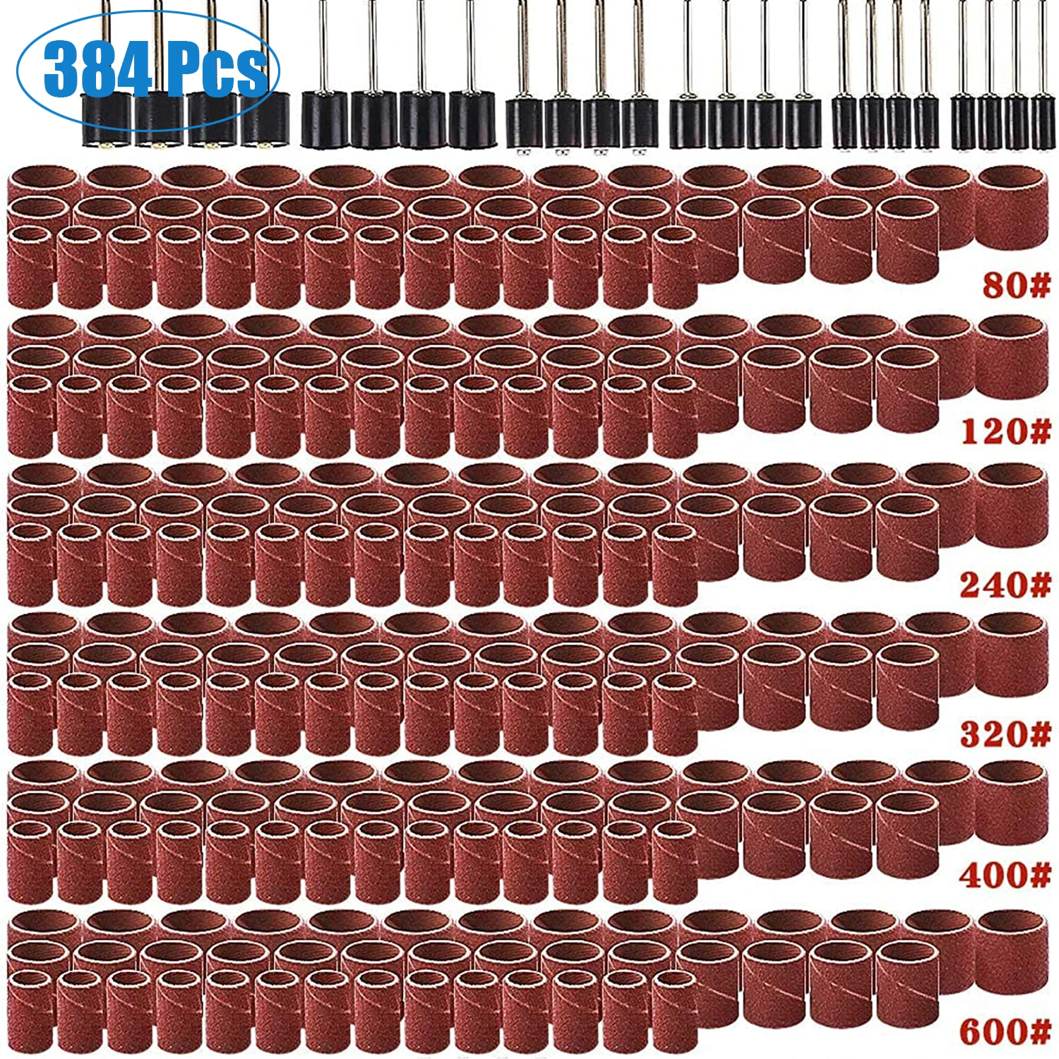 Набор шлифовальных барабанов 384 шт. насадки для дрели ногтей шлифовальные