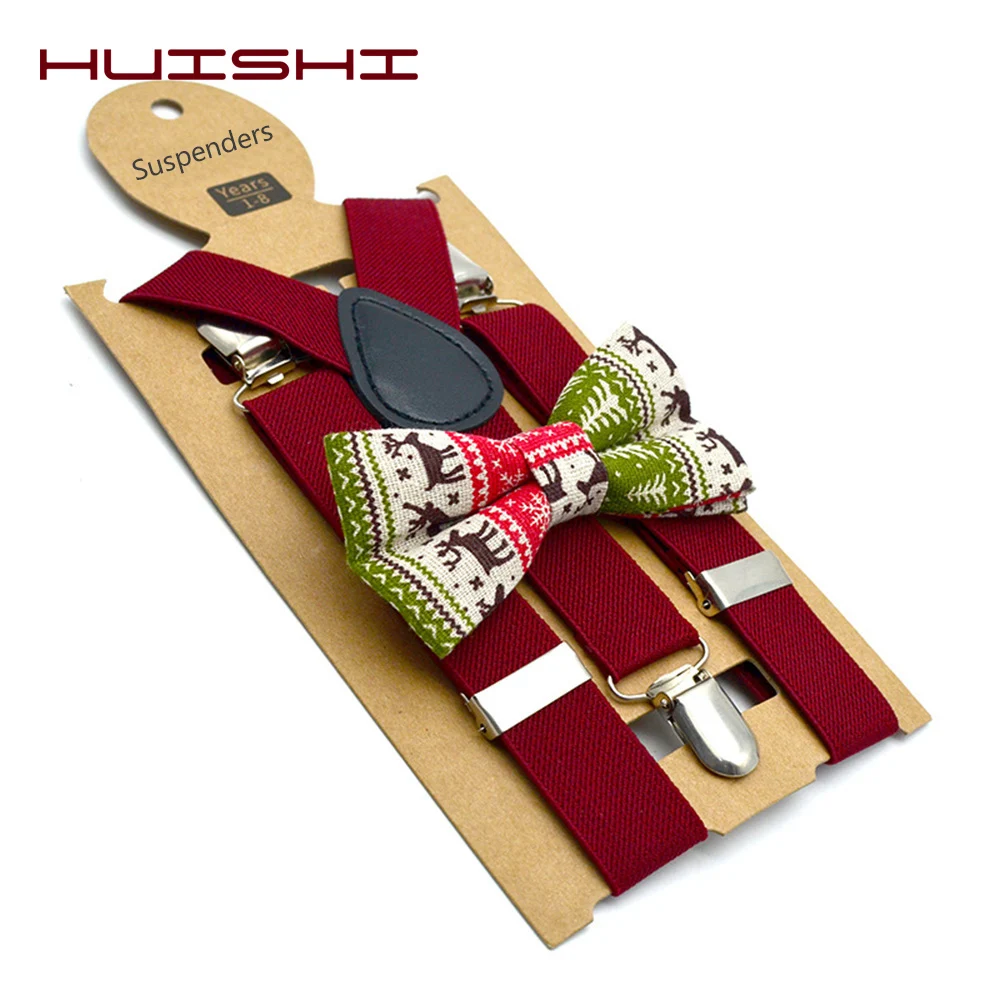 Черные подтяжки HUISHI для детей высокоэластичные с бантом бабочкой маленьких