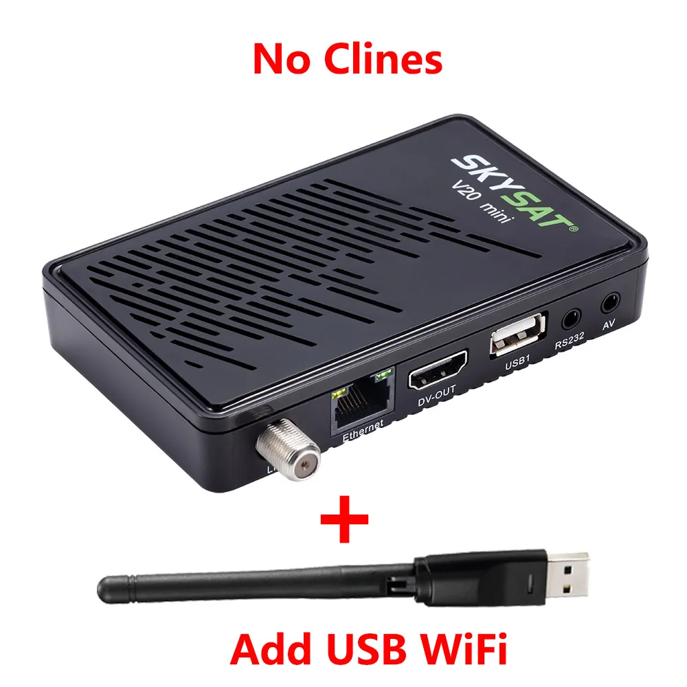SKYSAT V20 мини DVB-S2 спутниковый ресивер RJ45 H.265 Поддержка CCCam Newcam Xtream IPTV m3u Youtube Автомагнитола Powervu Biss рецептор - Цвет: V20Mini add USB wifi