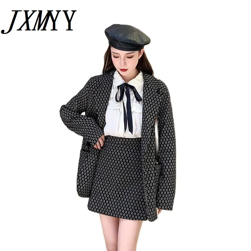 

JXMYY Stir-Fried Street Suit Female 2021 Autumn And Winter New Fashion Net Red Casual Jacket Thin Skirt Two-Piece Suit