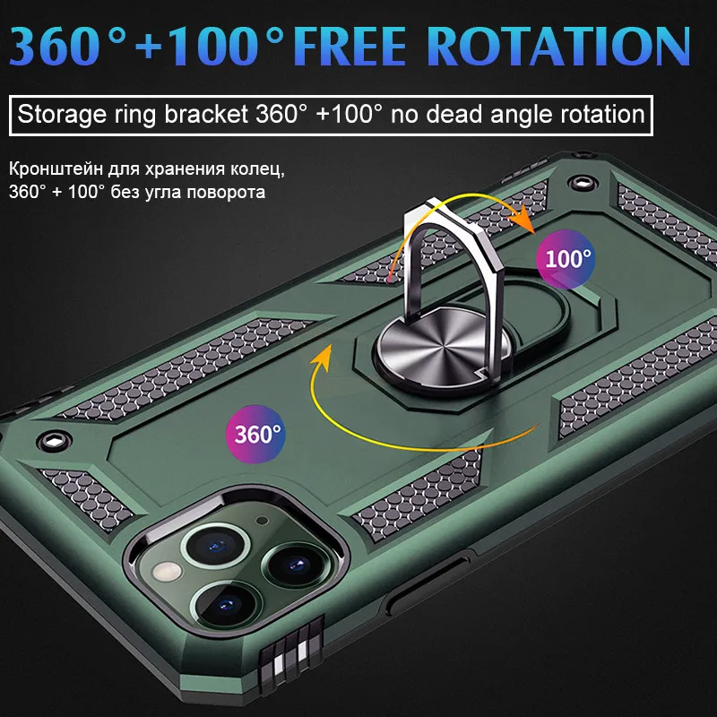 Luxury Armor Magnet Metal Ring Case For IPhone 11 Pro XR X XS Max Shockproof Back Cover 8 7 6 6s Silicone Bumper |