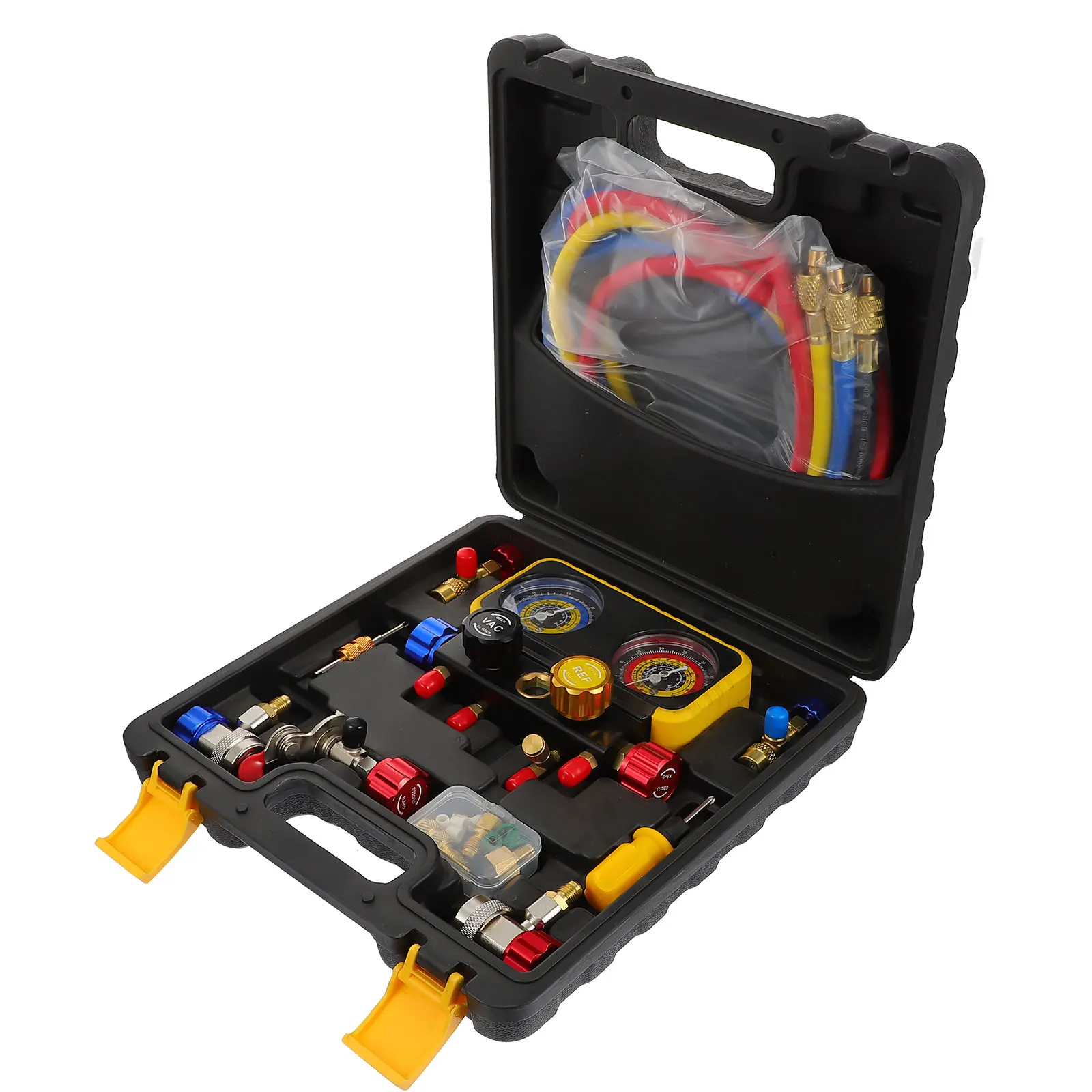 

1 Set 4 Way A/C Manifold Gauge Set Fits R134A R410A R32 R22 Refrigerants Color Random Fluorinated Meter Set