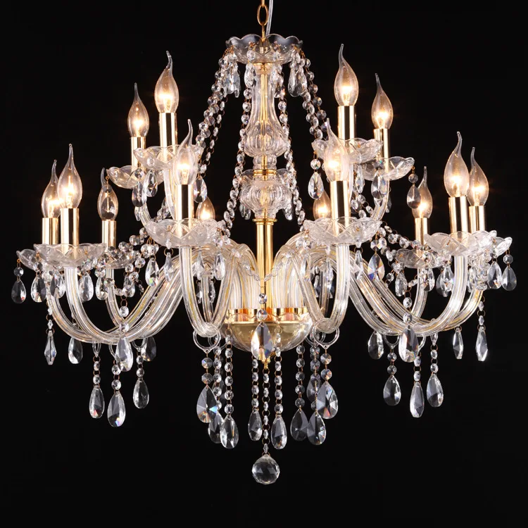 Прозрачная/коньяк хрустальная люстра золотистая/хромированная фурнитура лампа