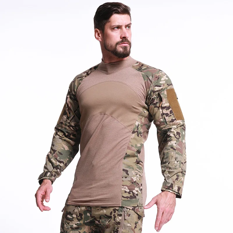 

Мужские летние тактические футболка армейская Airsoft топы, рубашка с длинными рукавами Пейнтбол Охота камуфляж одежда M-2XL & T8