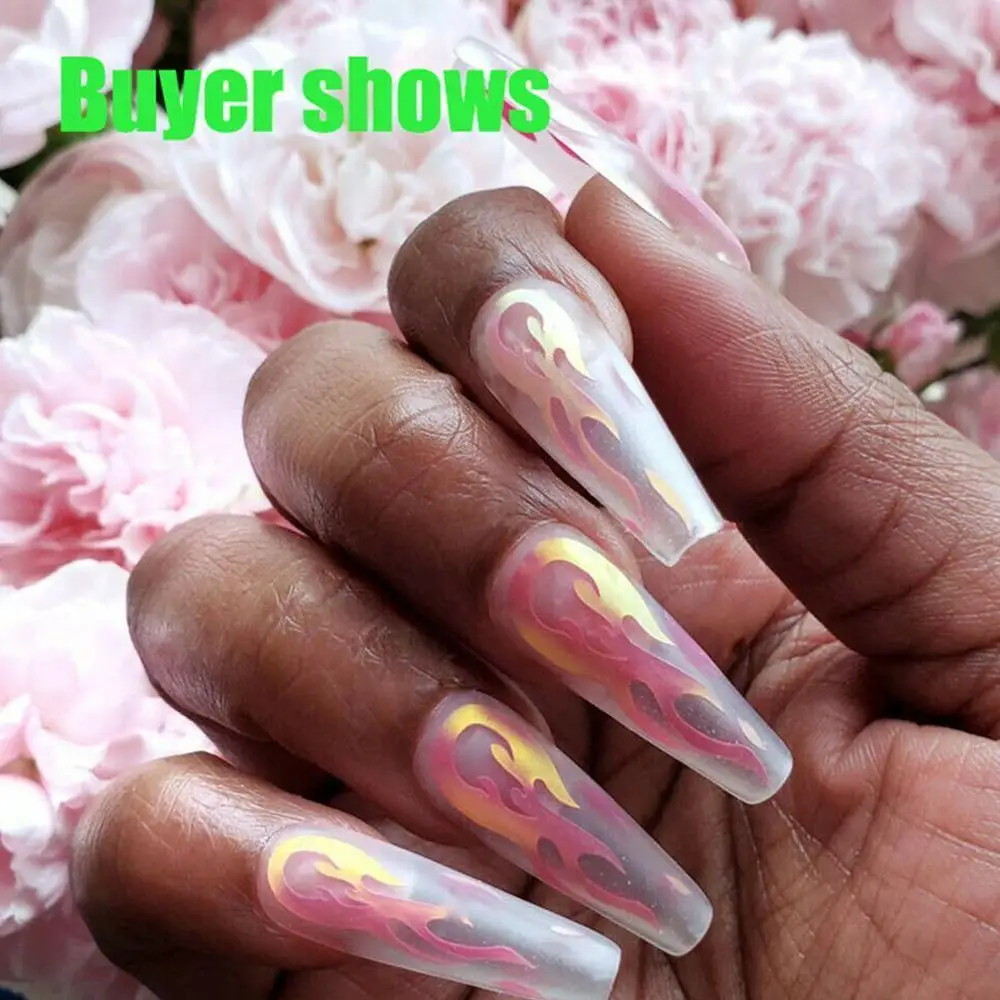 1/16 шт голографический огненный винил для ногтей наклейки-трафарет полые