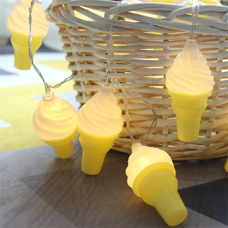 

Ice Cream 3D Lamp Fairy Lights Garland LED String Lights Christmas Tree Light Chain Party Outdoor Kids Bedroom Decorations Gift