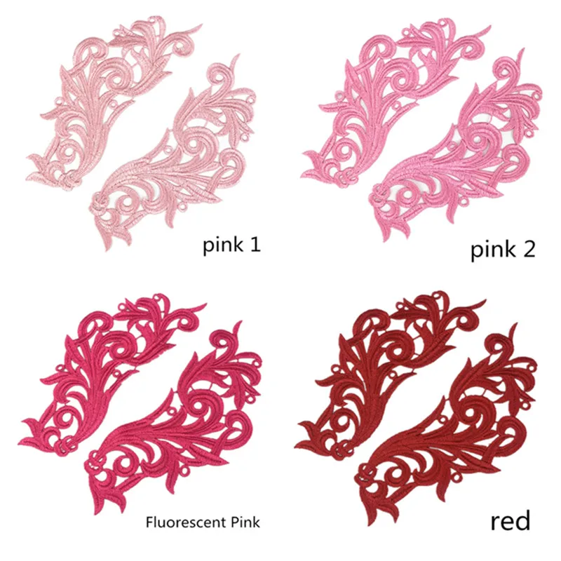 5 пар флуоресцентные цветные цветочные кружевные аппликации многоцветные танго