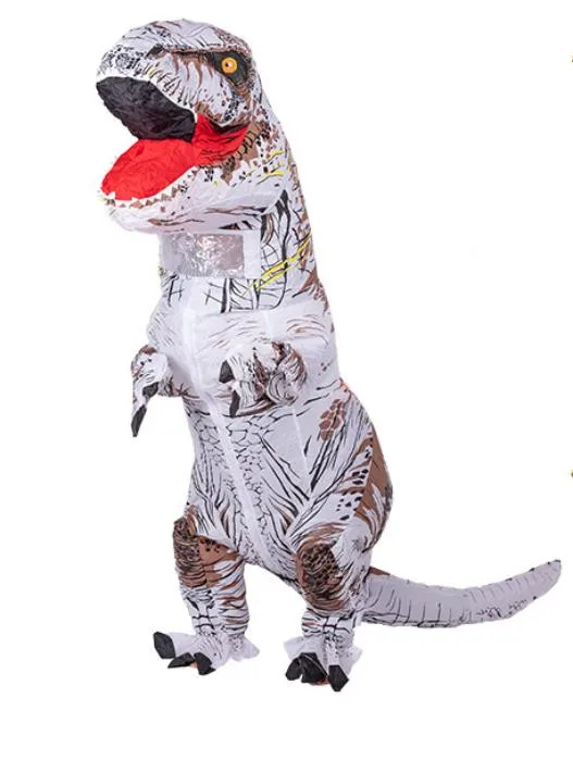 Белый T-REX для взрослых, надувной костюм, Рождественский косплей, динозавр, животный комбинезон, костюм на Хэллоуин для женщин и мужчин, мультяшный талисман - Цвет: Белый