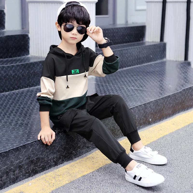Весенне-осенние хлопковые комплекты для мальчиков Новинка 2021 Повседневная